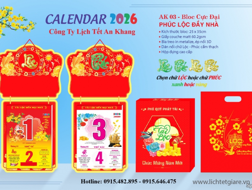 Bảng Giá Lịch Treo Tường 2026 Mới Nhất Từ Công Ty Lịch Tết An Khang