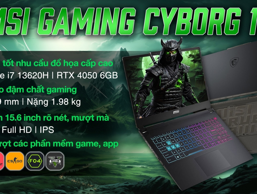 MSI Cyborg 15: Core i7 13620H/16G/15.6in FHD 144Hz/RTX4050/còn BH 19th