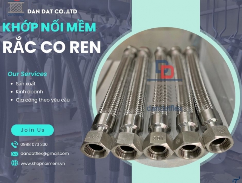 Khớp nối mềm inox/ Khớp nối mềm chống rung/ Khớp nối mềm dẫn chất lỏng hệ cơ điện
