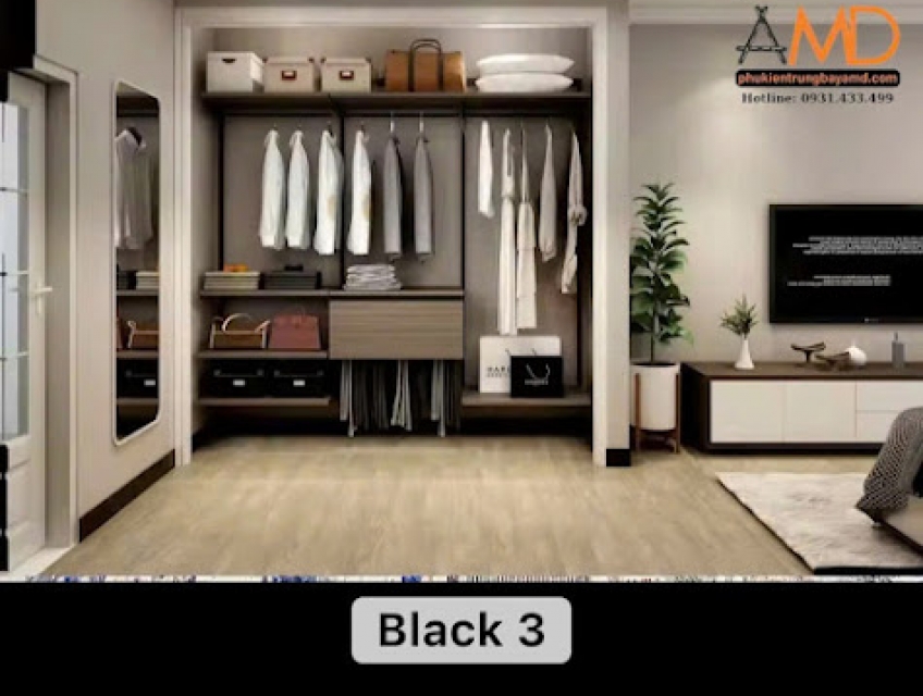 Bộ kệ quần áo AMD, kết hợp cùng bộ thanh ray treo tường