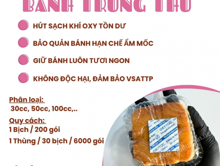 Gói hút Oxytoc bảo quản bánh trung thu
