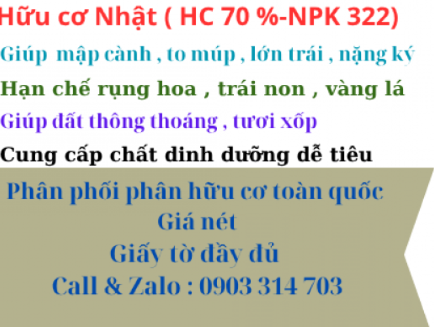 Bán phân bón hữu cơ viên nở Nhật -Giá tại nhà máy cho NPP , Nhà vườn