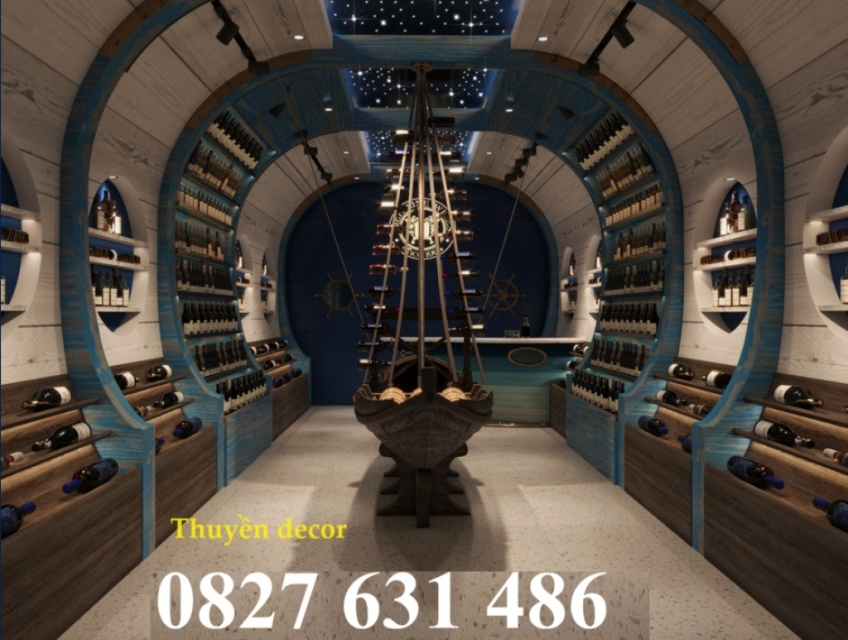 Xuồng gỗ decor, Xuồng gỗ trưng hải sản, xuồng gỗ trưng bông