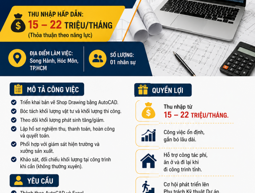 DTP TUYỂN DỤNG KỸ SƯ QS – SHOP DRAWING