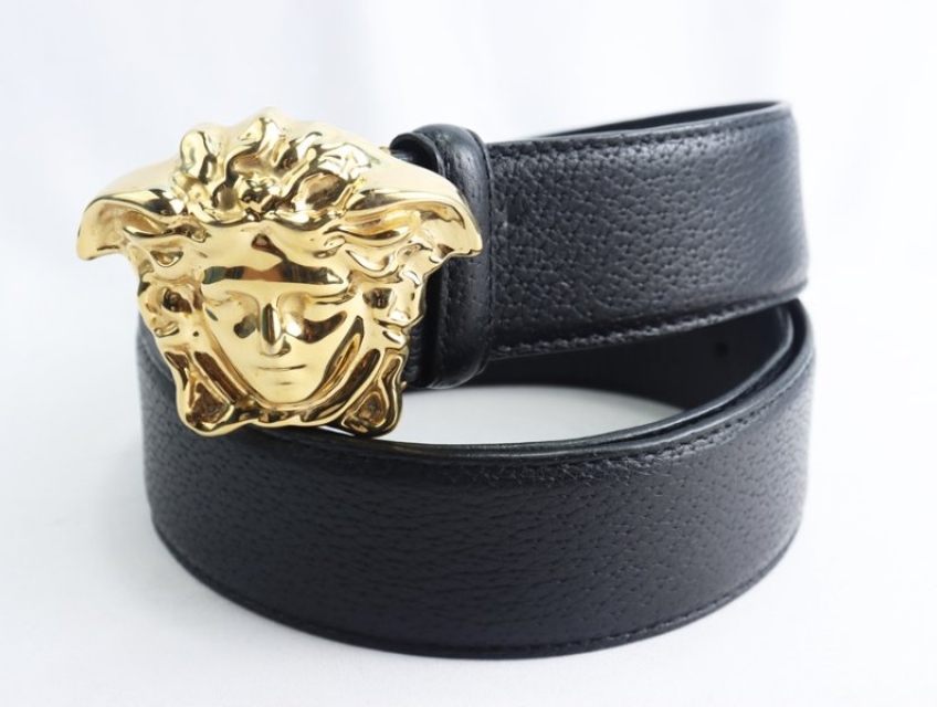Thắt Lưng Nam Versace Belt Black Leather Logo Medusa Lacke 60796