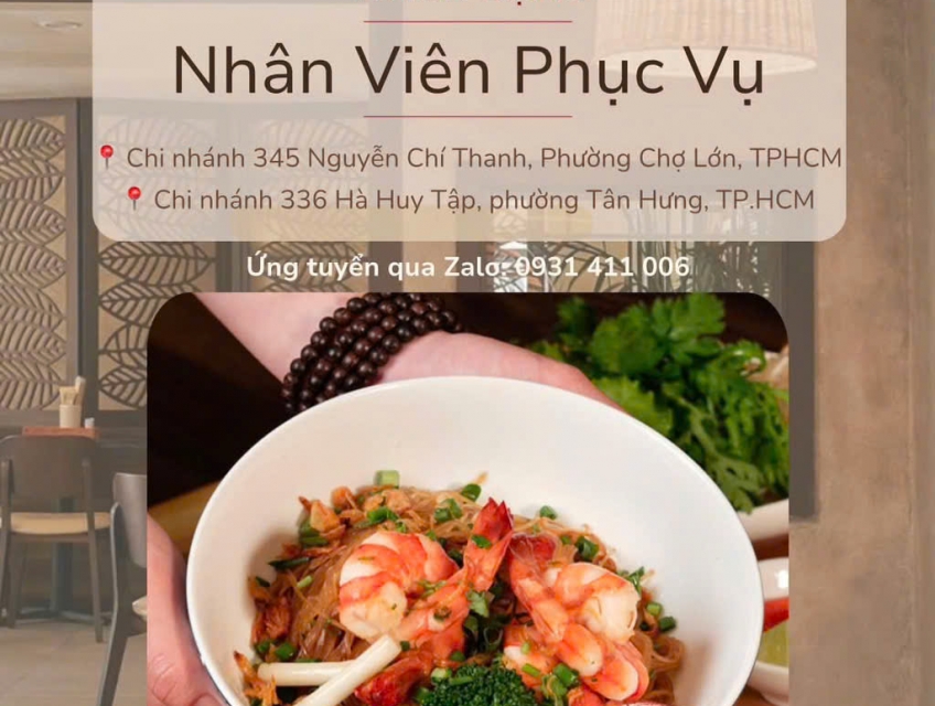 Tuyển nhân viên phục vụ full time - partime & NV bếp ca đêm