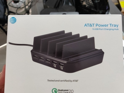 At&t Power Tray 5 USB Port Charging Hub Quick Charge 2.0