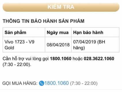 cần thanh lý vivo v9 99% vàng gold bh tgdd