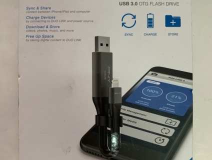 Usb 3.0 OTG PNY 128Gb usa 2 đầu cắm dành cho iphone, ipad, và laptop, end 23h00-09/08/2019