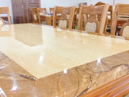 Bàn Ăn Mặt Đá Chữ Nhật 6 Ghế 1M5