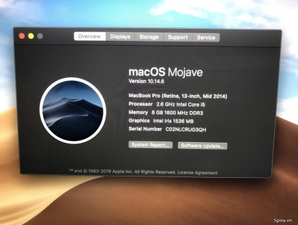 Cần bán Macbook Pro 13 inch SSD 128GB - Ram 8GB Mid 2014 máy đẹp !!!