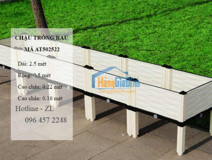 Chậu nhựa trồng rau thông minh ghép dài 2.5m có chân kê cao