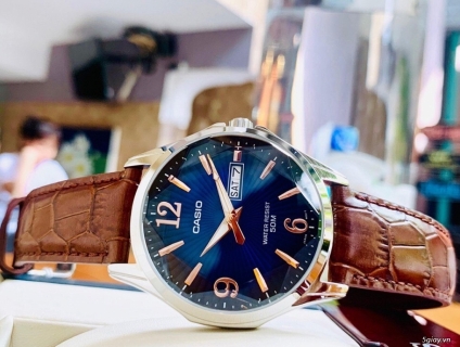 Đồng Hồ Nam Casio MTP-E120LY-7AVDF Dây Da Cao Cấp - Mặt Kính Hoa Văn