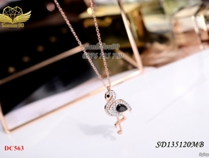 Dây chuyền titan mặt hạc đá trắng 563