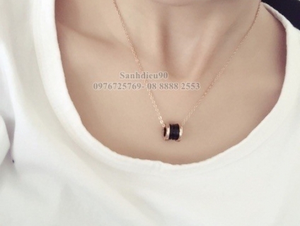 Dây chuyền titan mặt khoanh đá trắng đen 217