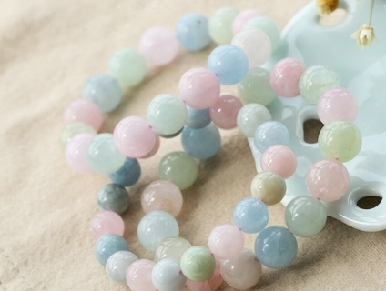 Vòng Tay Phong Thủy Đá Beryl Đa Sắc Hợp Nhiều Cung Mệnh Size 10mm