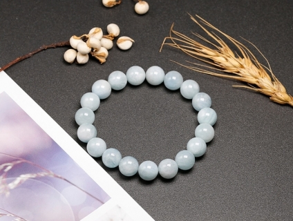 Vòng Tay Phong Thủy Đá Aquamarine Hợp Mệnh Thủy, Mộc Size 10mm