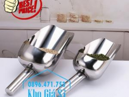 Bán xẻng múc bột ngũ cốc, múc hóa chất bằng inox 304 không rỉ size lớn
