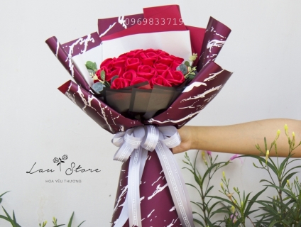 Bó hoa sáp thơm 25 bông màu đỏ
