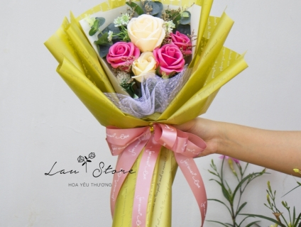 Bó hoa hồng sáp 5 bông