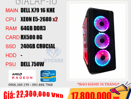 [BH 3 NĂM] PC DELL 2 CPU E5-2680, 64GB RAM, RX580 8G (40 NOX GIẢ LẬP)
