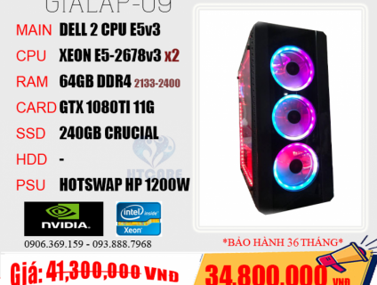 [BH 3 NĂM] PC DELL 2 CPU XEON E5V3, GTX 1080TI 11G, 64GB DDR4 (50 NOX)