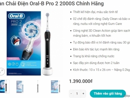Bàn Chải Điện Oral-B Pro 2 2000S Chính Hãng