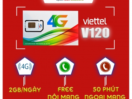SIM V120 4G VIETTEL 2GB/ngày - FREE THÁNG ĐẦU - Miễn phí nội mạng