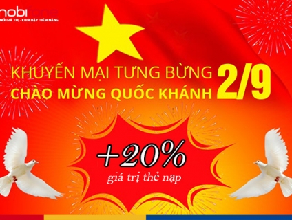 MobiFone khuyến mãi 20% giá trị thẻ nạp nhân dịp Quốc khánh 2/9