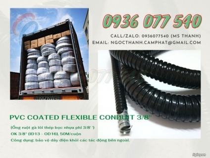 Ống ruột gà lõi thép bọc nhựa phi 3/8'' (ID13 - OD16)