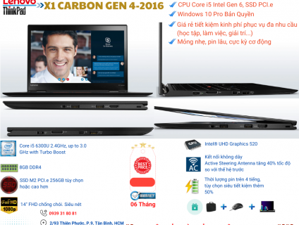 Lenovo ThinkPad X1 Carbon Gen 4-Mỏng nhẹ-Pin lâu-Hàng chất giá tốt