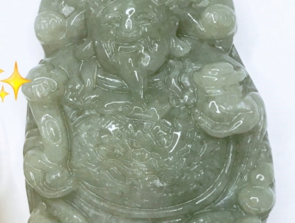 Mặt dây / Khánh treo xe: Thần Tài cẩm thạch (thu hút tài lộc, may mắn)