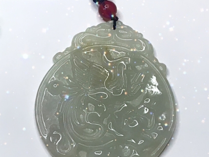 Mặt dây cẩm thạch (type A) Phượng hoàng niết bàn