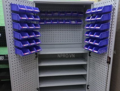 Tủ đựng đồ nghề vật tư, treo dụng cụ linh kiện 5 ngăn 2 cánh Cao 1m8