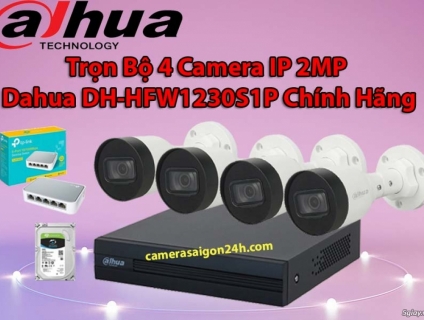Trọn Bộ 4 Camera IP 2MP Dahua DH-HFW1230S1P Chính Hãng