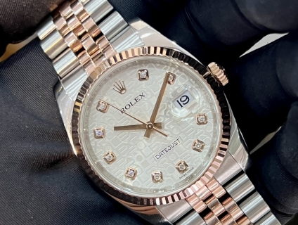 •••RL 6 Số 116231 demi vàng hồng 18k mặt số vi tính trắng tuyệt đẹp -