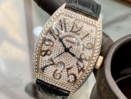 •••franck muller vỏ vàng hồng 18k full kim cương siêp víp