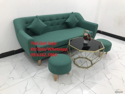 Bộ bàn ghế sofa băng tay vịn cong nệm rời giặt được Thế Giới Sofa HCM