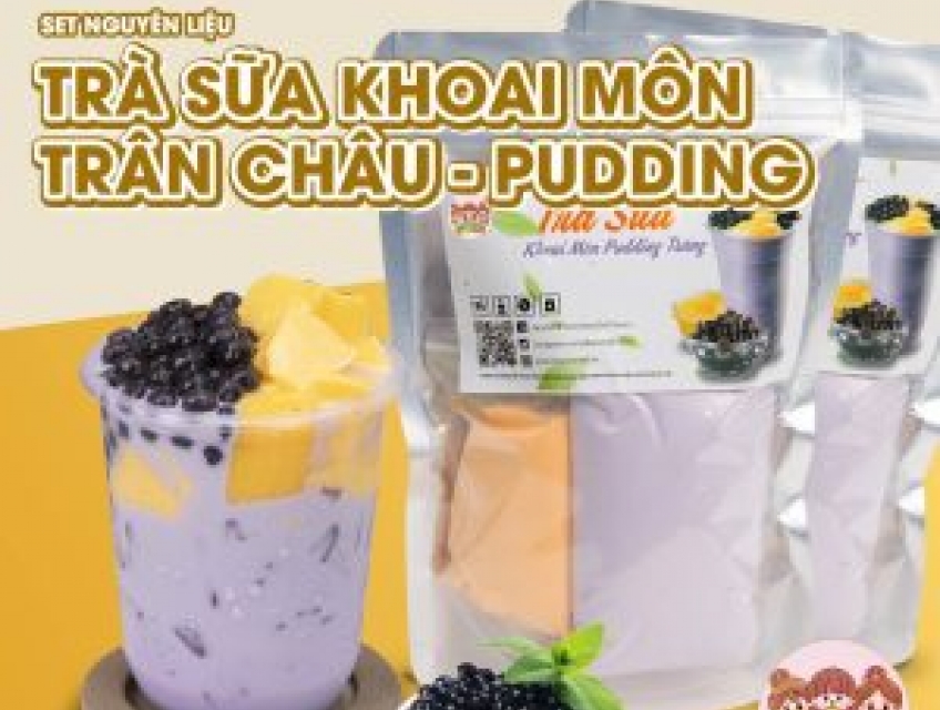 Set nguyên liệu trà sữa khoai môn-Pudding