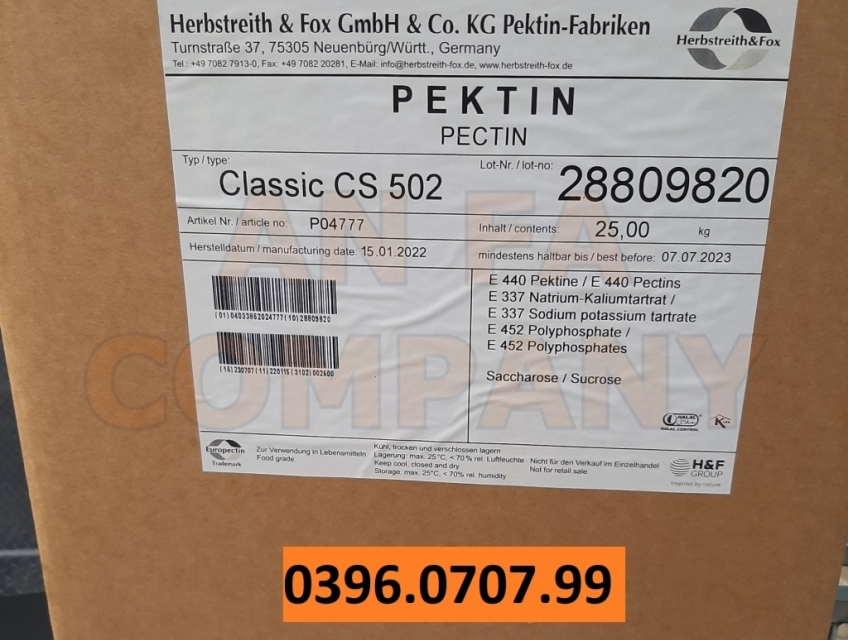 Chất tạo đông cao cấp Pectin (E440) - Nguyên liệu thực phẩm làm dày