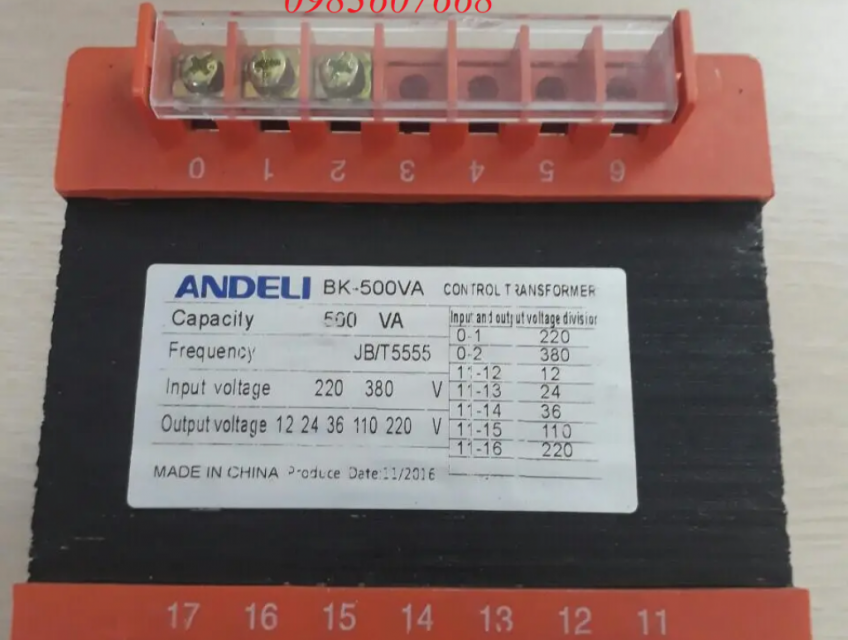 Biến áp điều khiển BK-500VA dùng trong hệ thống tủ điện, 0983 607 668