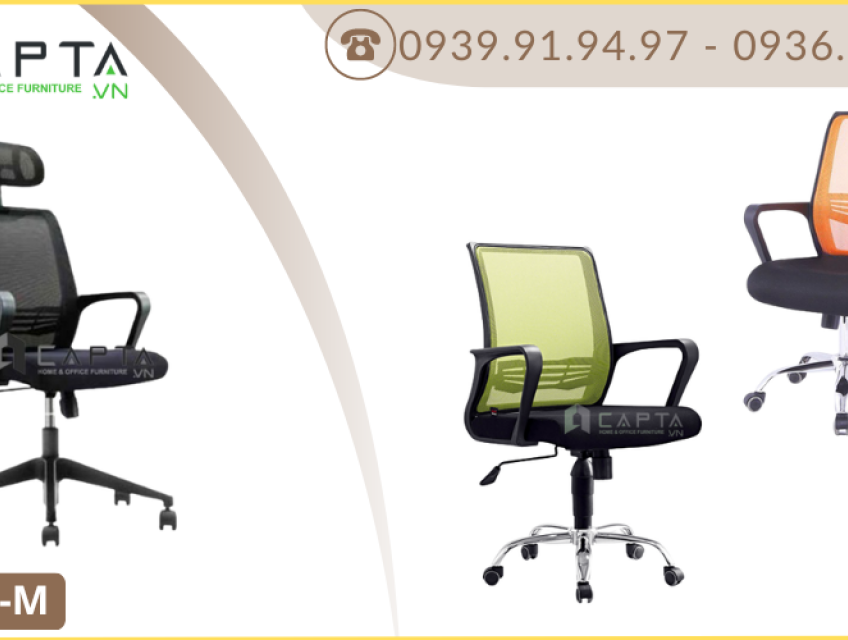 Ghế Học Bài Lưng Lưới Chân Xoay Cho Sinh Viên