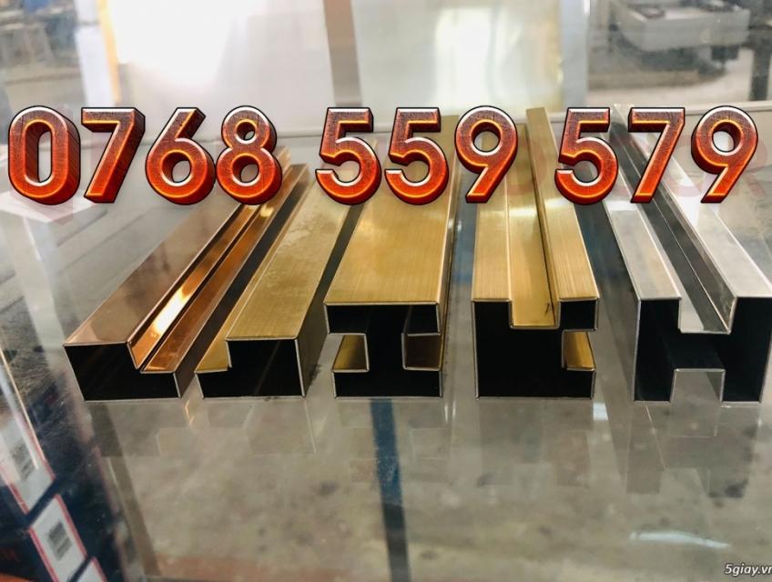 Nẹp V inox 304, Nẹp V gập mép, Nẹp V vàng gương