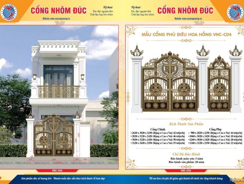 VINA CỔNG NHÔM ĐÚC HỢP KIM CAO CẤP