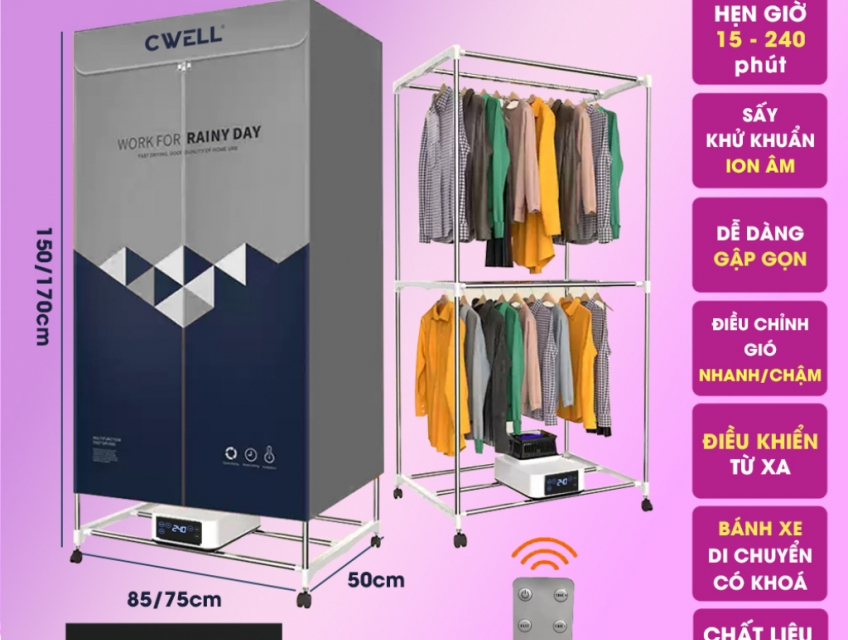Bỏ sỉ tủ sấy quần áo CWELL, máy sấy tóc trên toàn quốc