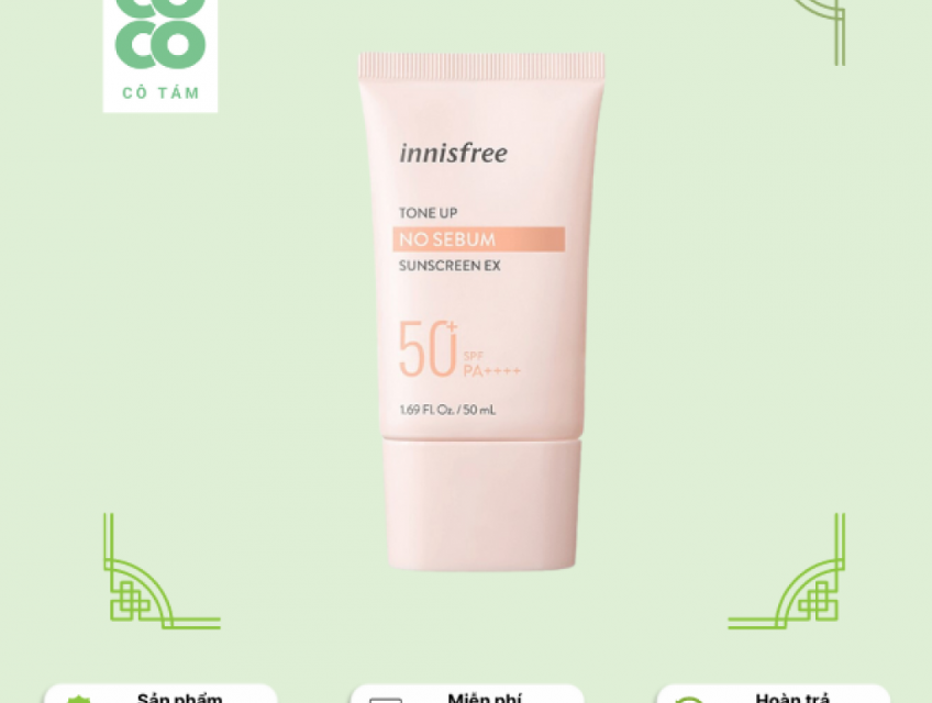Kem Chống Nắng Innisfree Hồng Tone Up No Sebum SPF50 Chống Tia UV