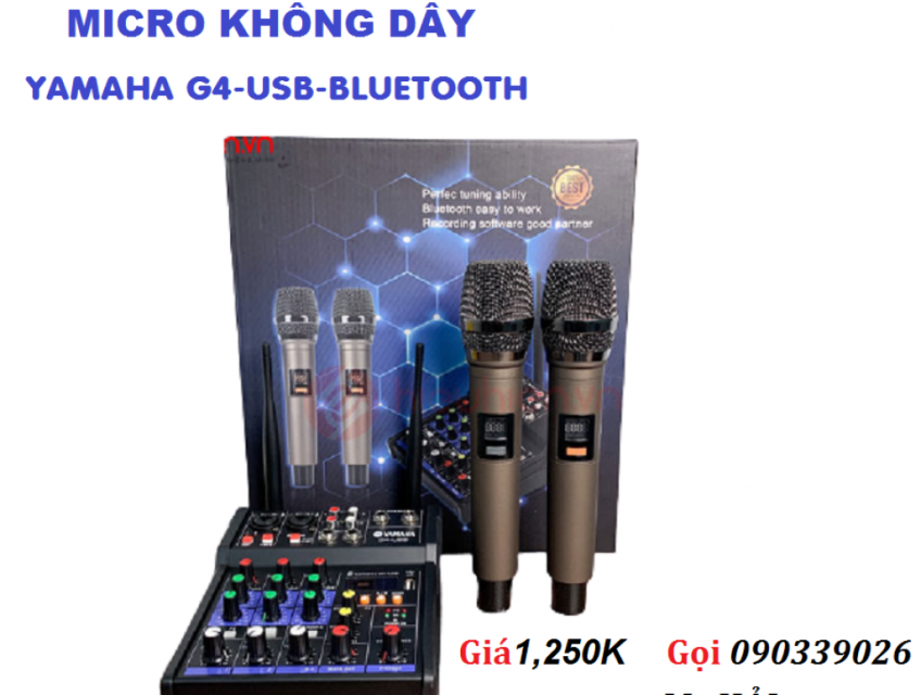 Micro không dây Yamaha G4-USB kèm mixer bàn Karaoke
