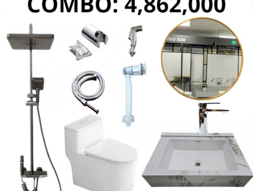 combo thiết bị vệ sinh mua về chỉ gắn công việc.
