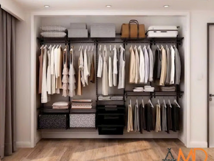 Bộ kệ quần áo AMD bắt trực tiếp vào vách tường,không cần tấm ván lưng