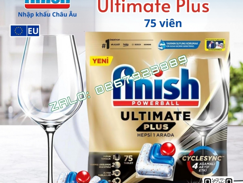 VIÊN RỬA BÁT FINISH NHẬP KHẨU CHÂU ÂU LÀM SẠCH, SÁNG BÓNG BÁT ĐĨA